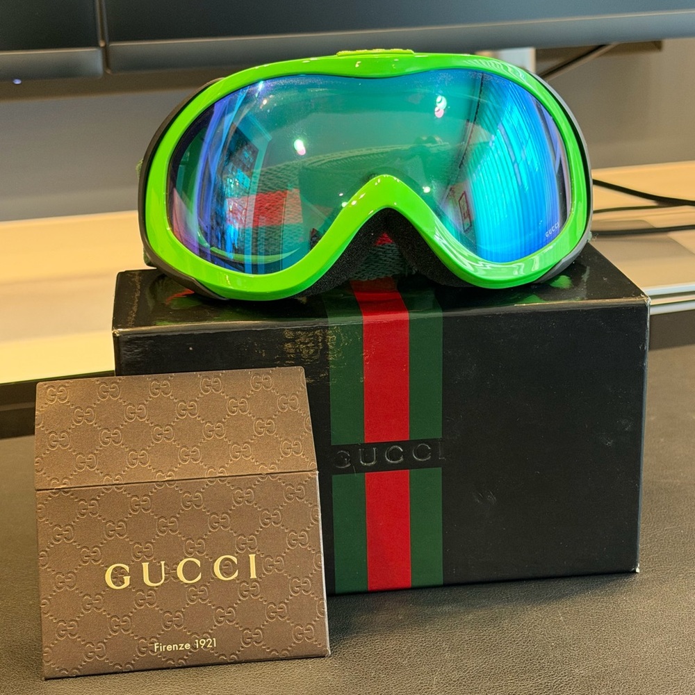 Gucci Ski Goggles - Lime Green with Blue Lens